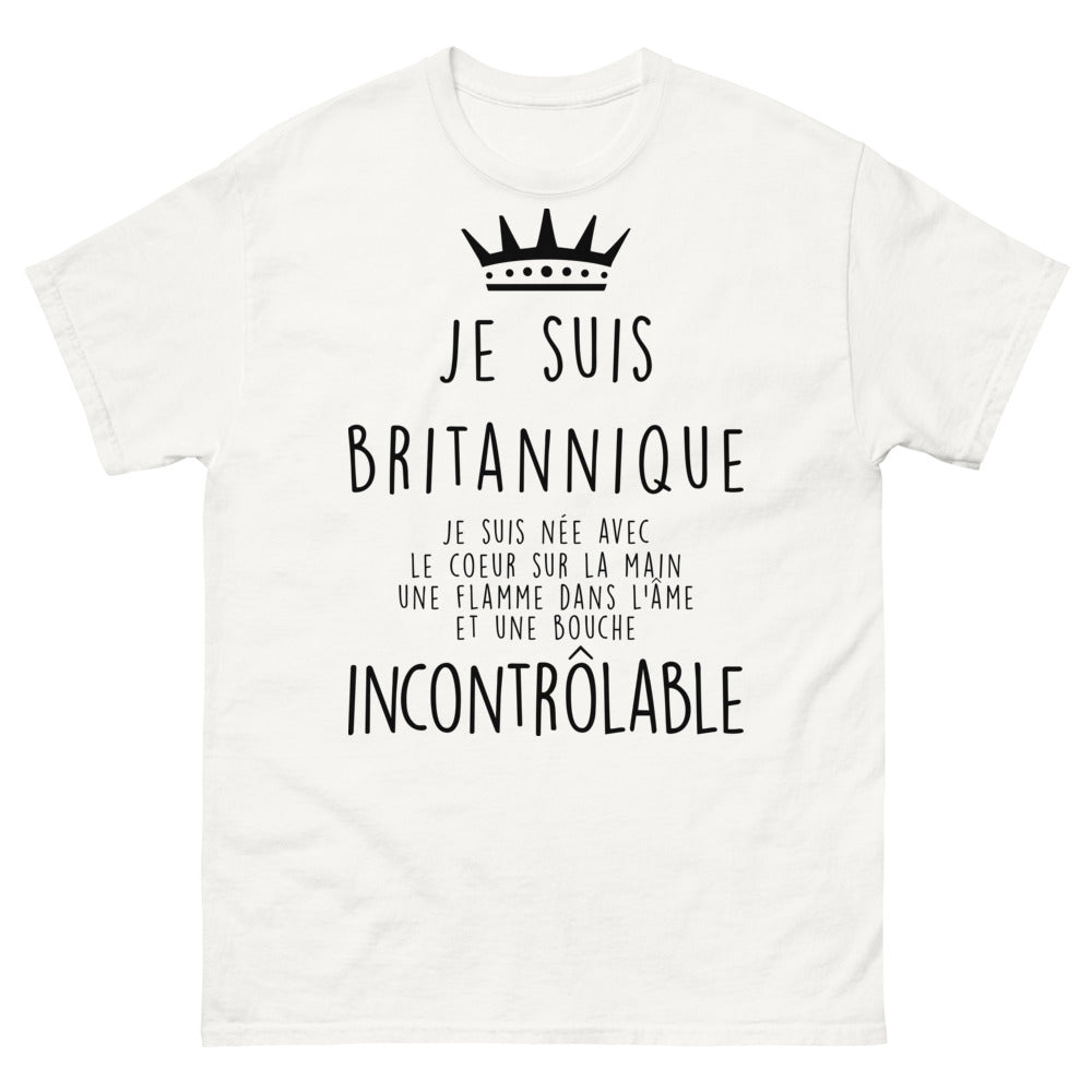 T-shirt Royaume-Uni blanc - cœur sur la main, flamme dans l'âme