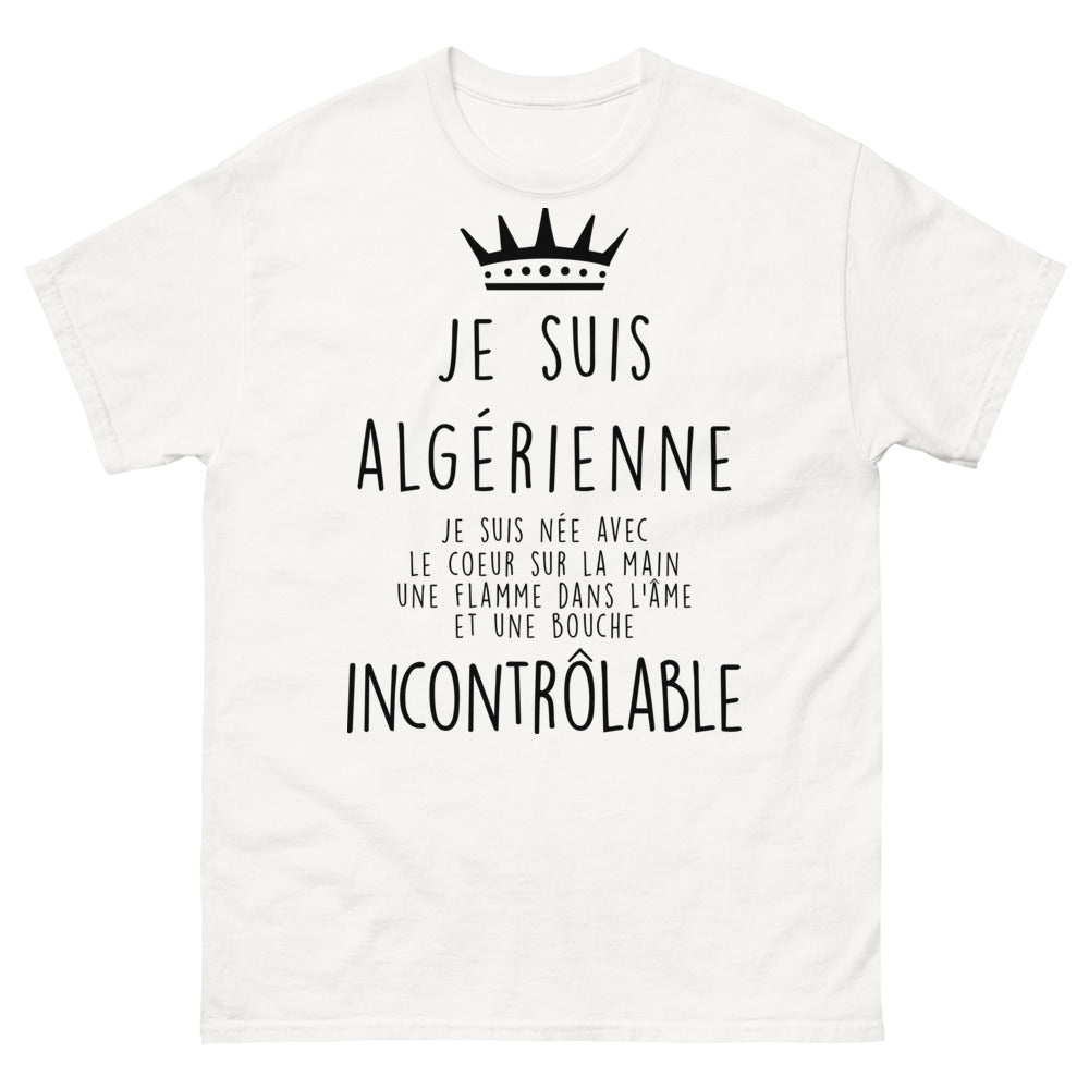 T-shirt Algérien blanc - cœur sur la main, flamme dans l'âme