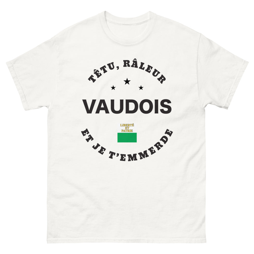 T-shirt Vaudois blanc - têtu et râleur