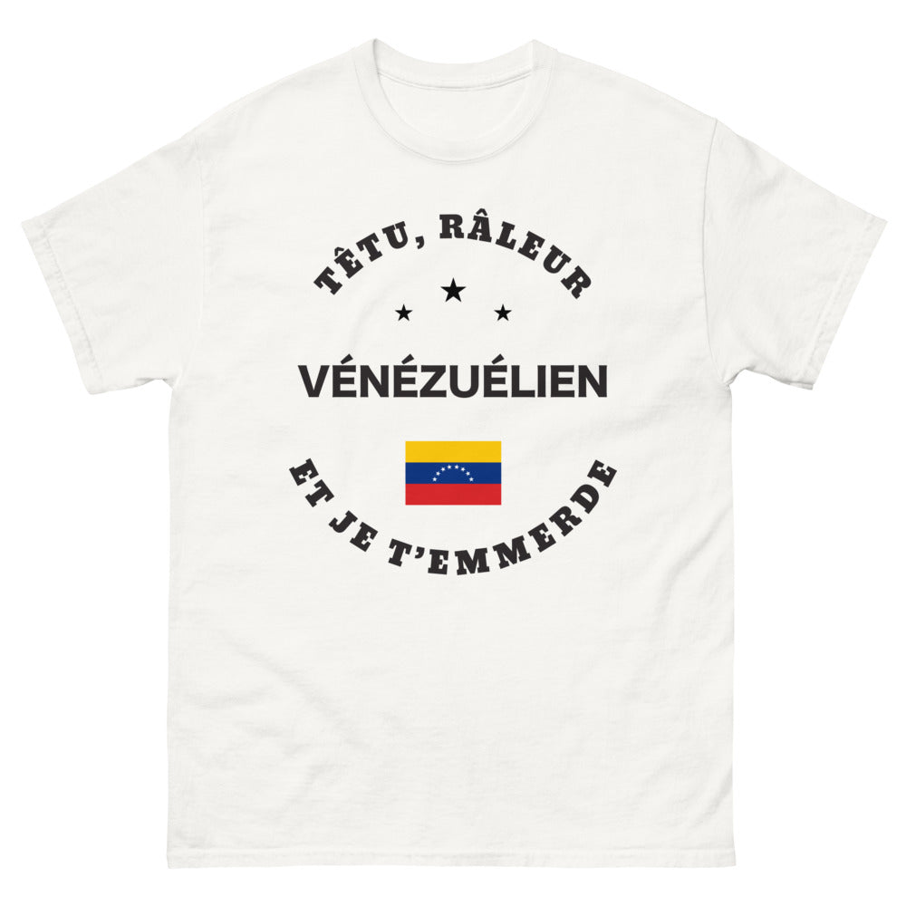 T-shirt têtu râleur vénézuélien blanc - caractère bien trempé
