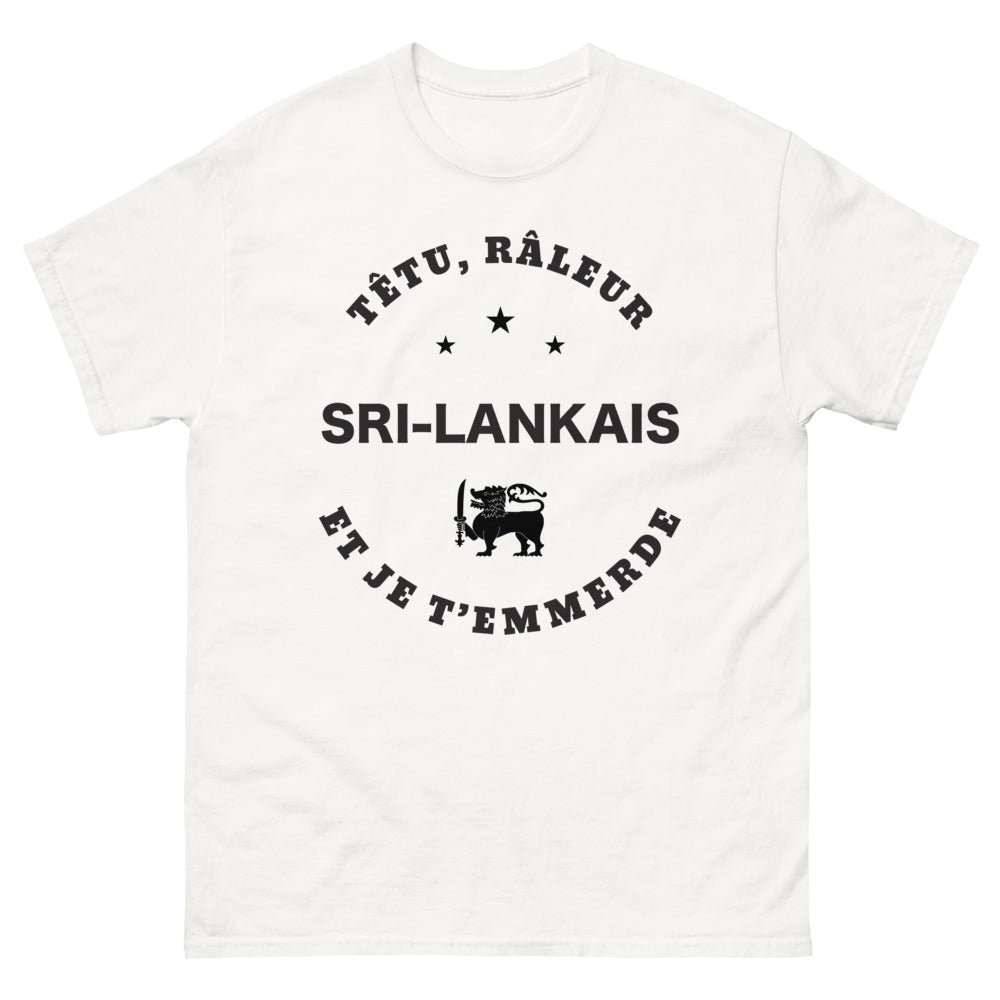 T-shirt Sri Lanka blanc - fier râleur au sourire en coin