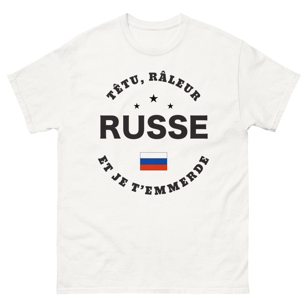 T-shirt Russie blanc - râleur fier de l’être