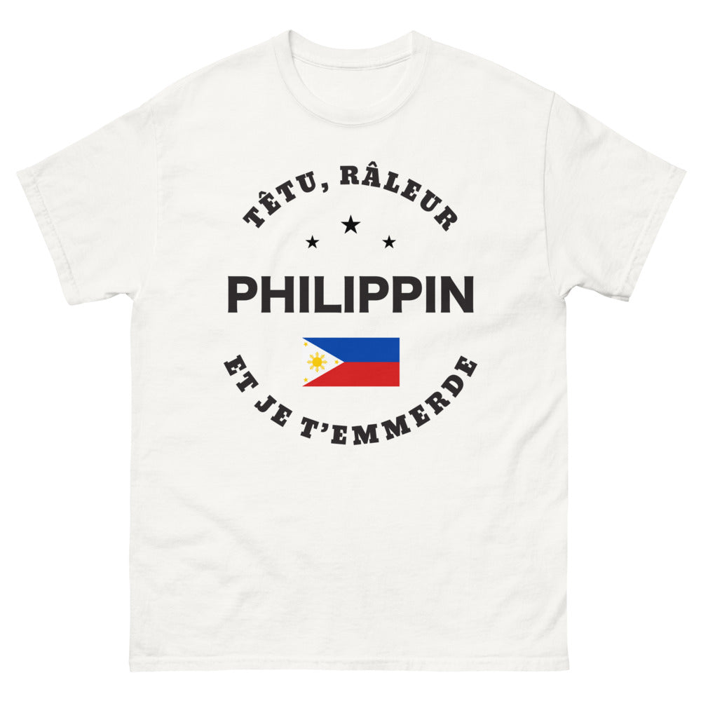 T-shirt Philippines blanc - Têtu râleur philippin