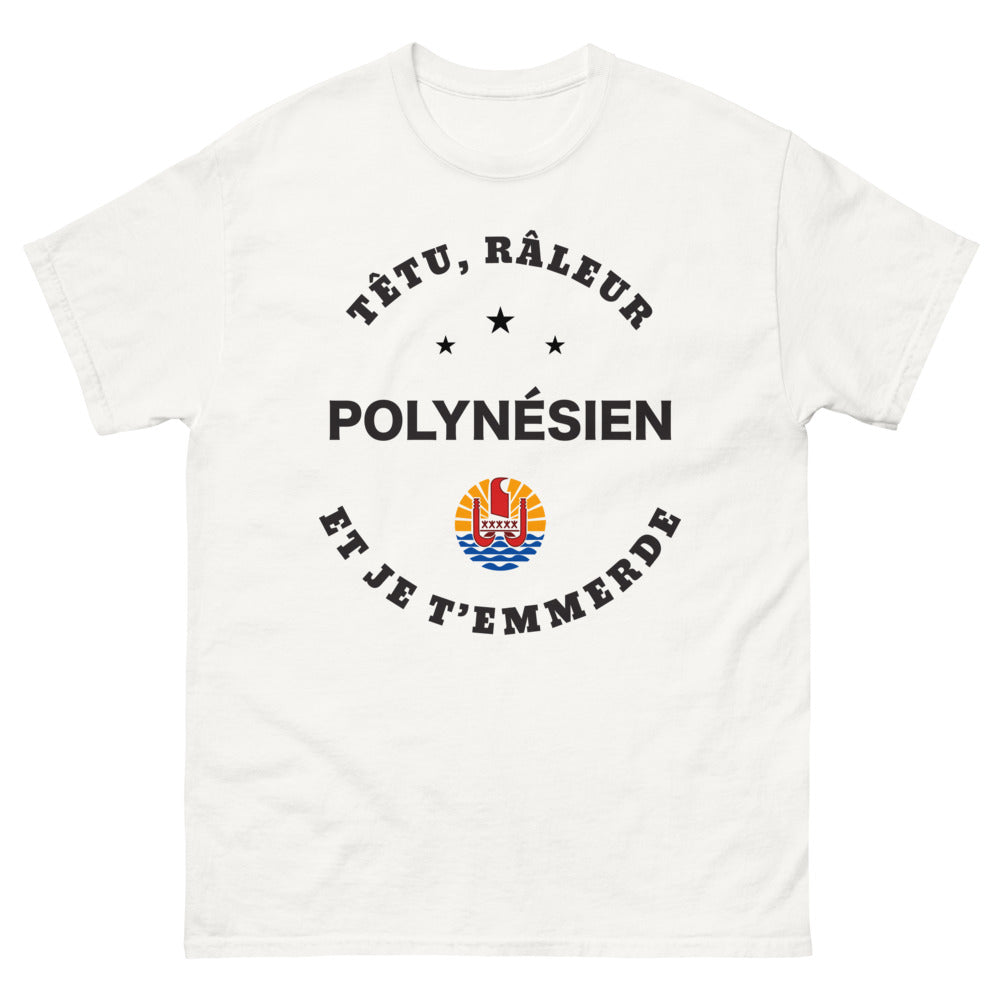 T-shirt Polynésien blanc - têtu râleur polynésien