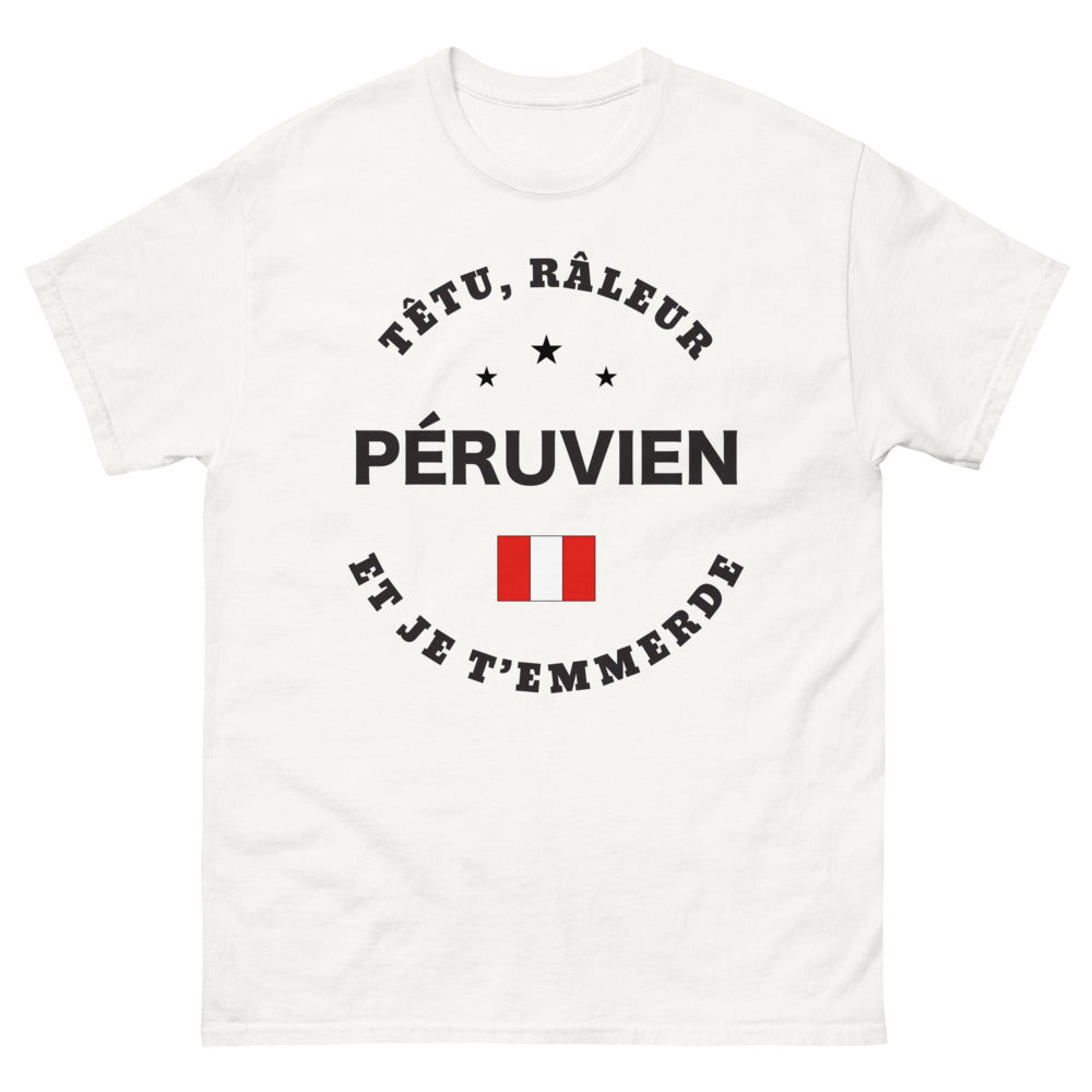 T-shirt péruvien blanc - têtu râleur