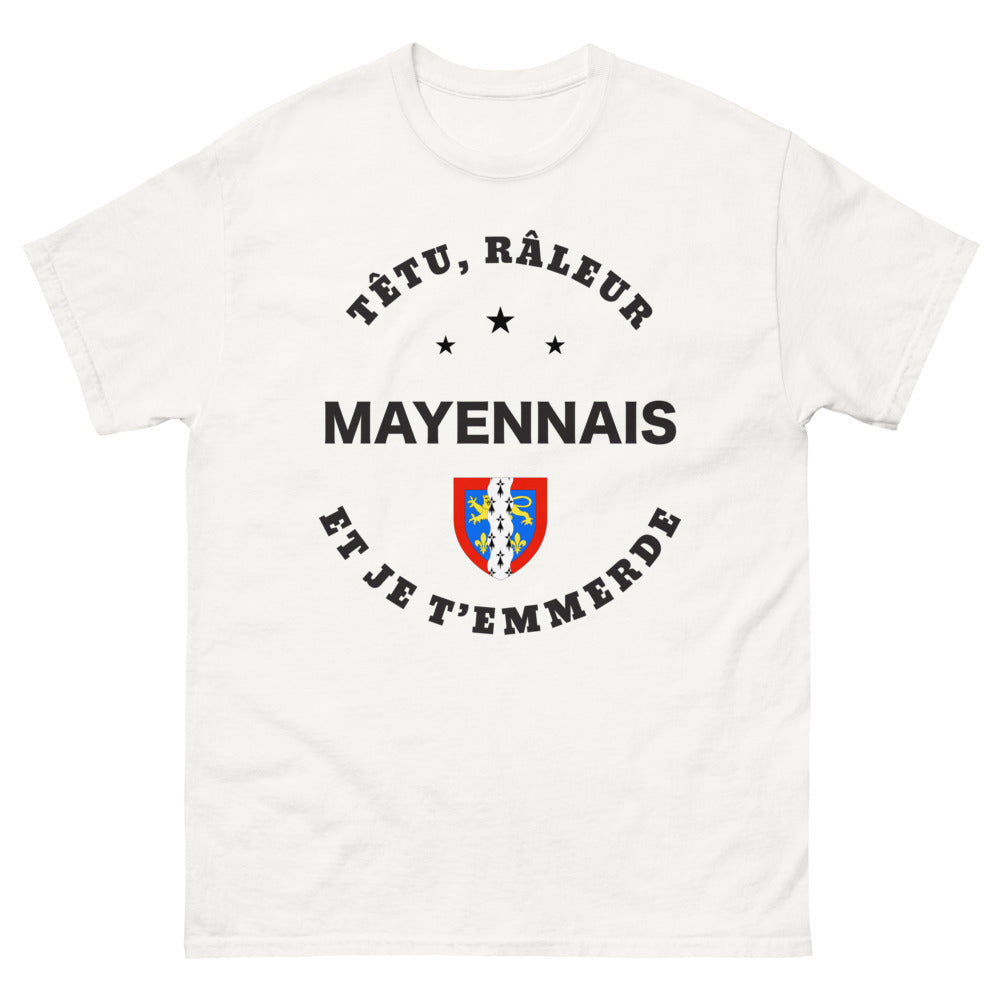 T-shirt Mayennais blanc - têtu et râleur