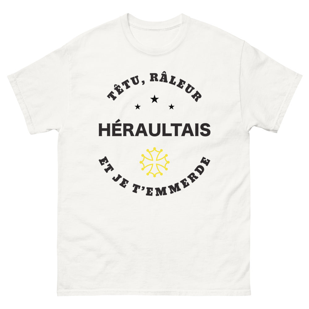 T-shirt Héraultais blanc - Têtu et râleur