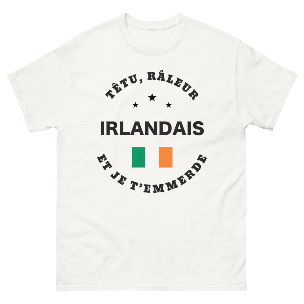 T-shirt Irlande blanc - Têtu râleur irlandais