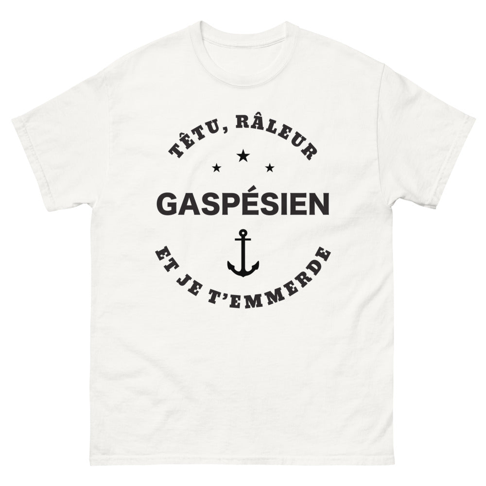 T-shirt Gaspésien blanc - Têtu et râleur