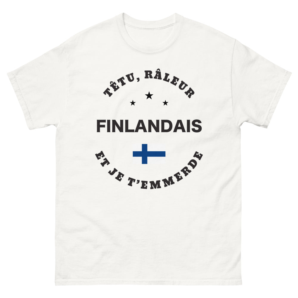 T-shirt Finlandais blanc - Têtu râleur et je t'emmerde