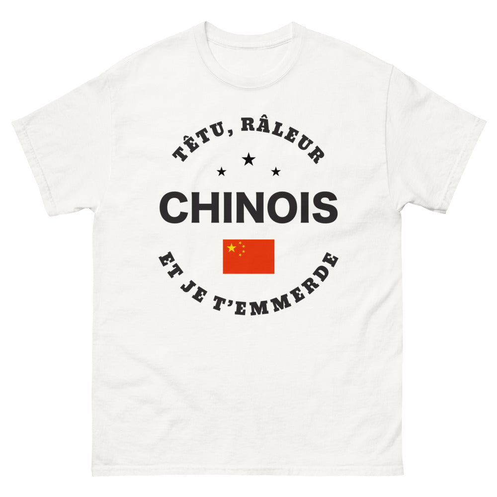 T-shirt Chine blanc - Têteu râleur chinois