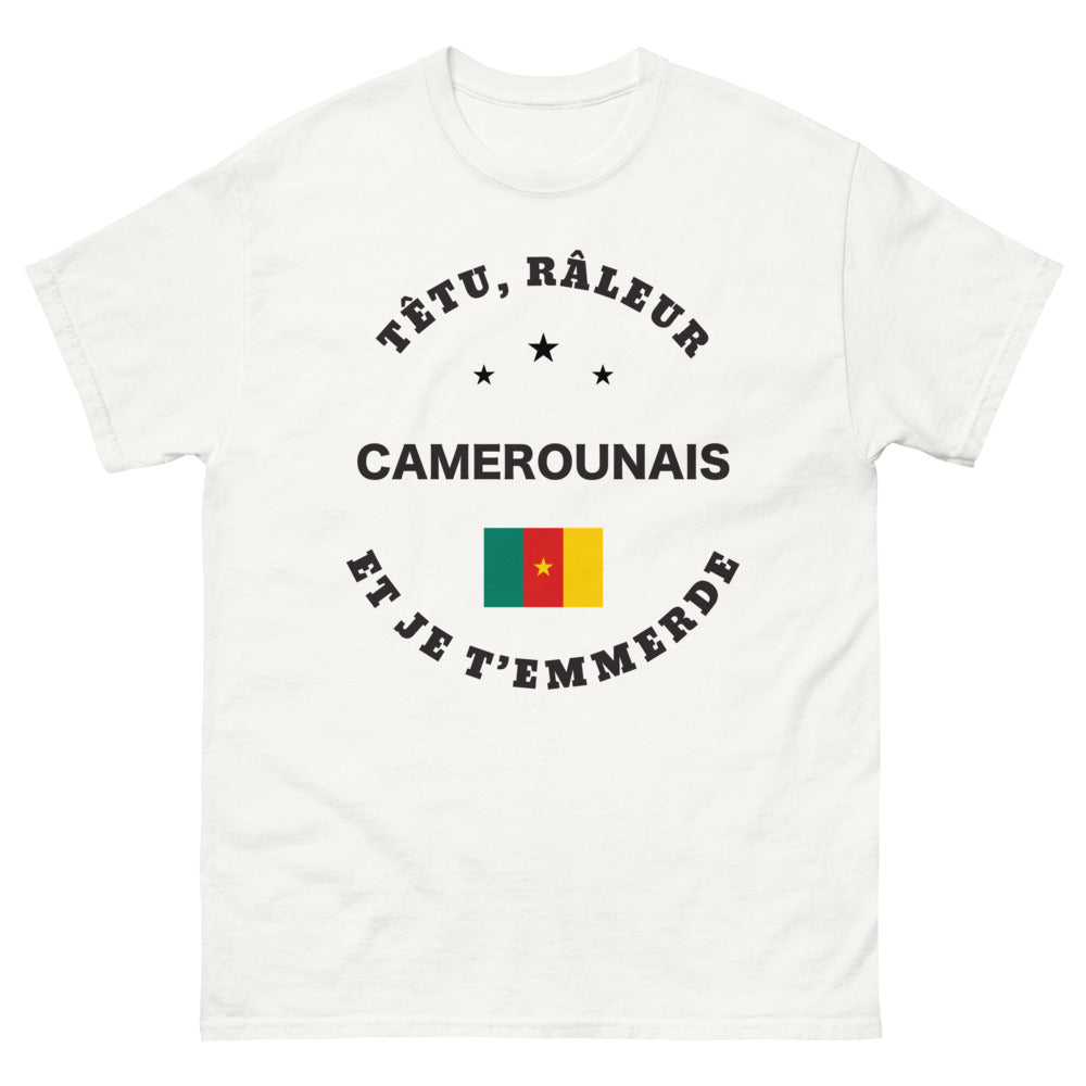 T-shirt Camerounais blanc - tétu râleur francophone