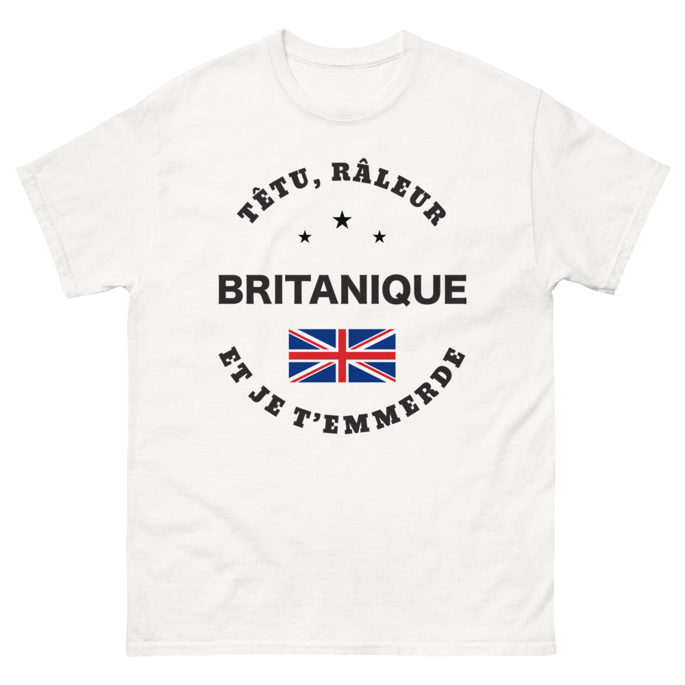T-shirt britannique blanc - râleur et je t'emmerde