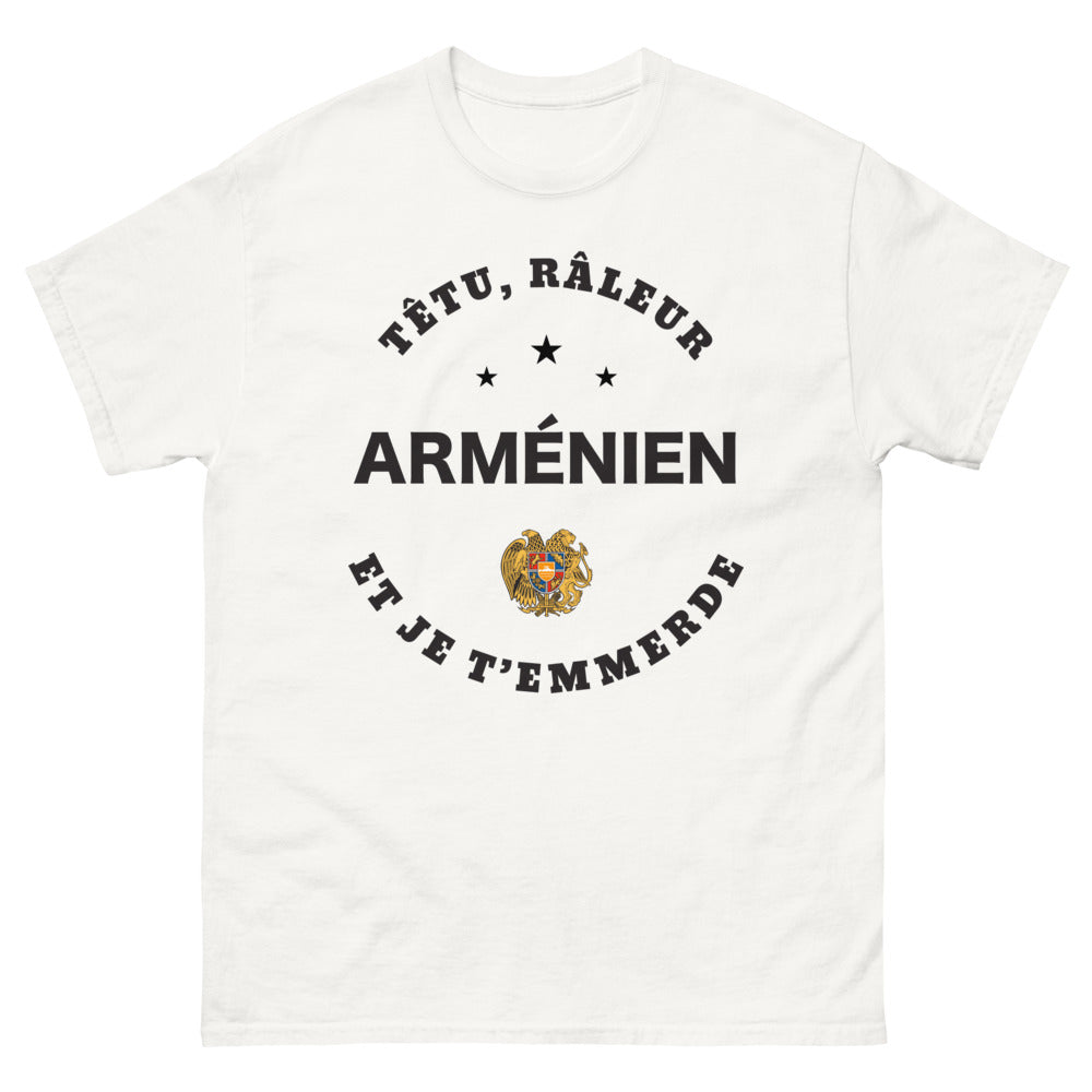 T-shirt Arménien blanc - têtu et râleur