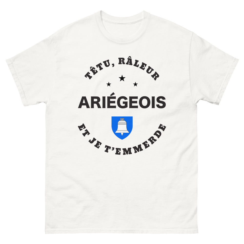 T-shirt Ariège blanc - Têtu râleur Ariégeois