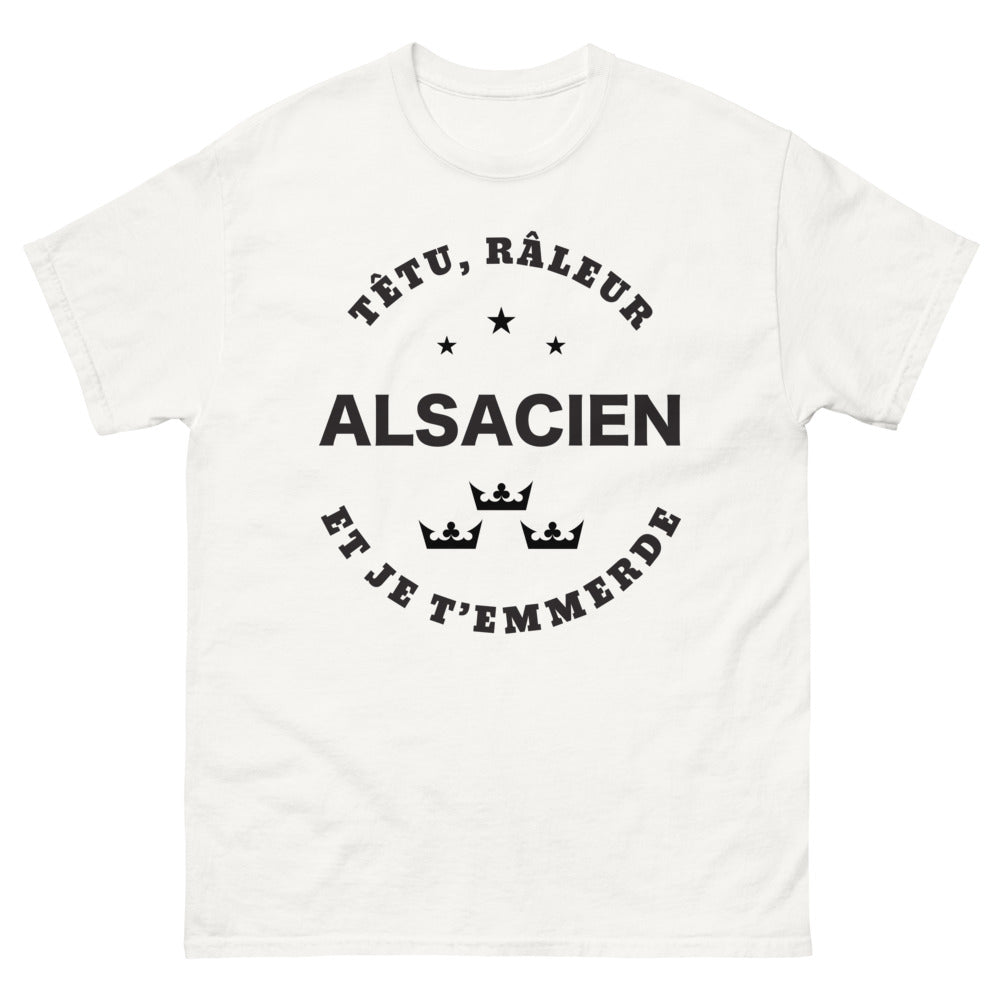 T-shirt Alsacien blanc - Têtu et râleur