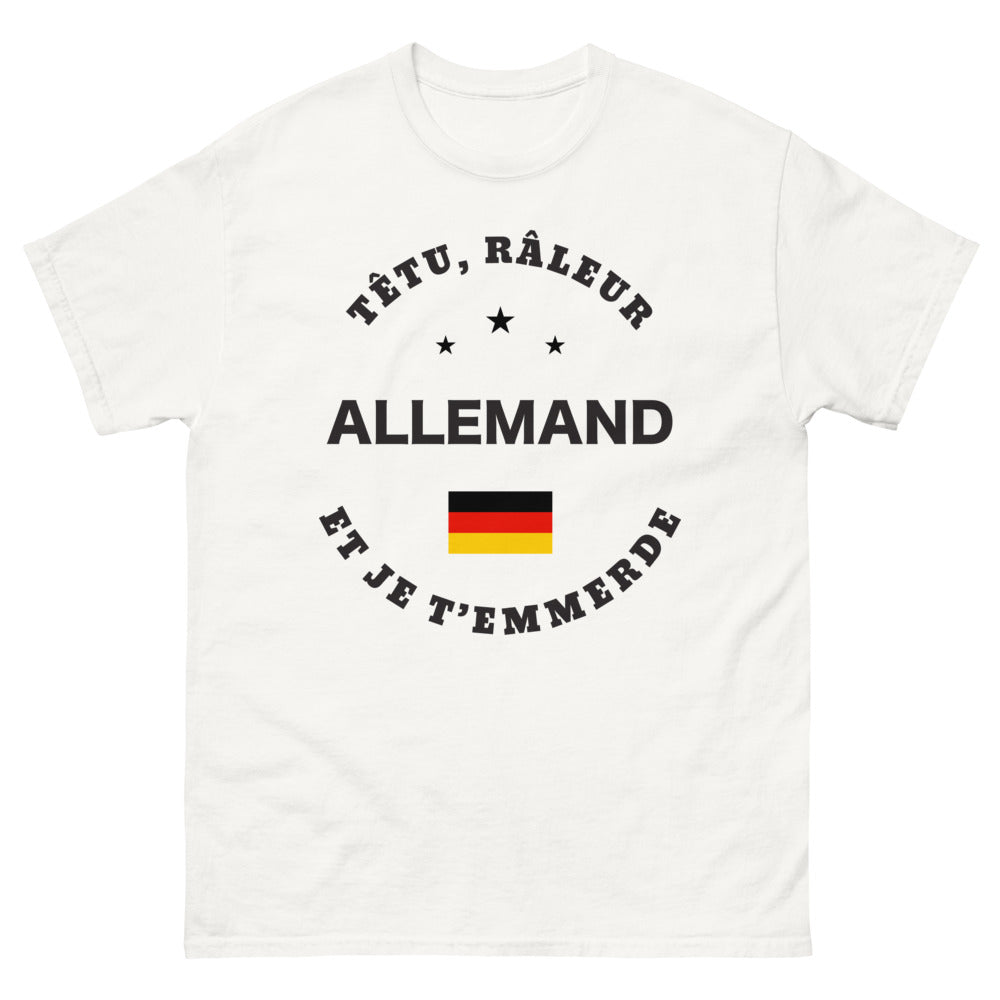 T-shirt Allemand blanc - têtu et râleur