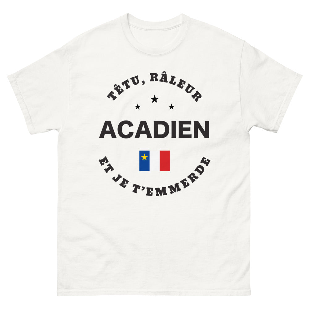 T-shirt Acadien blanc - Têtu râleur