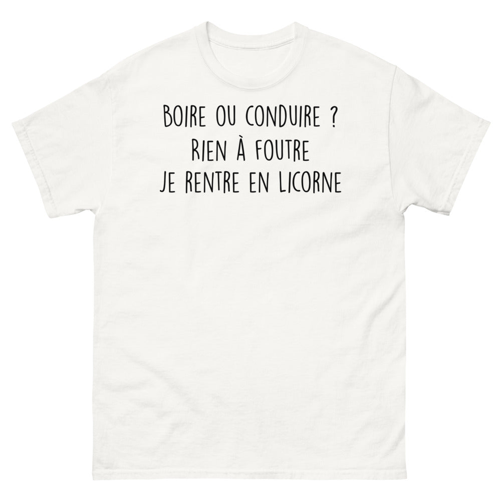 T-shirt Licorne blanc - Boire ou Conduire