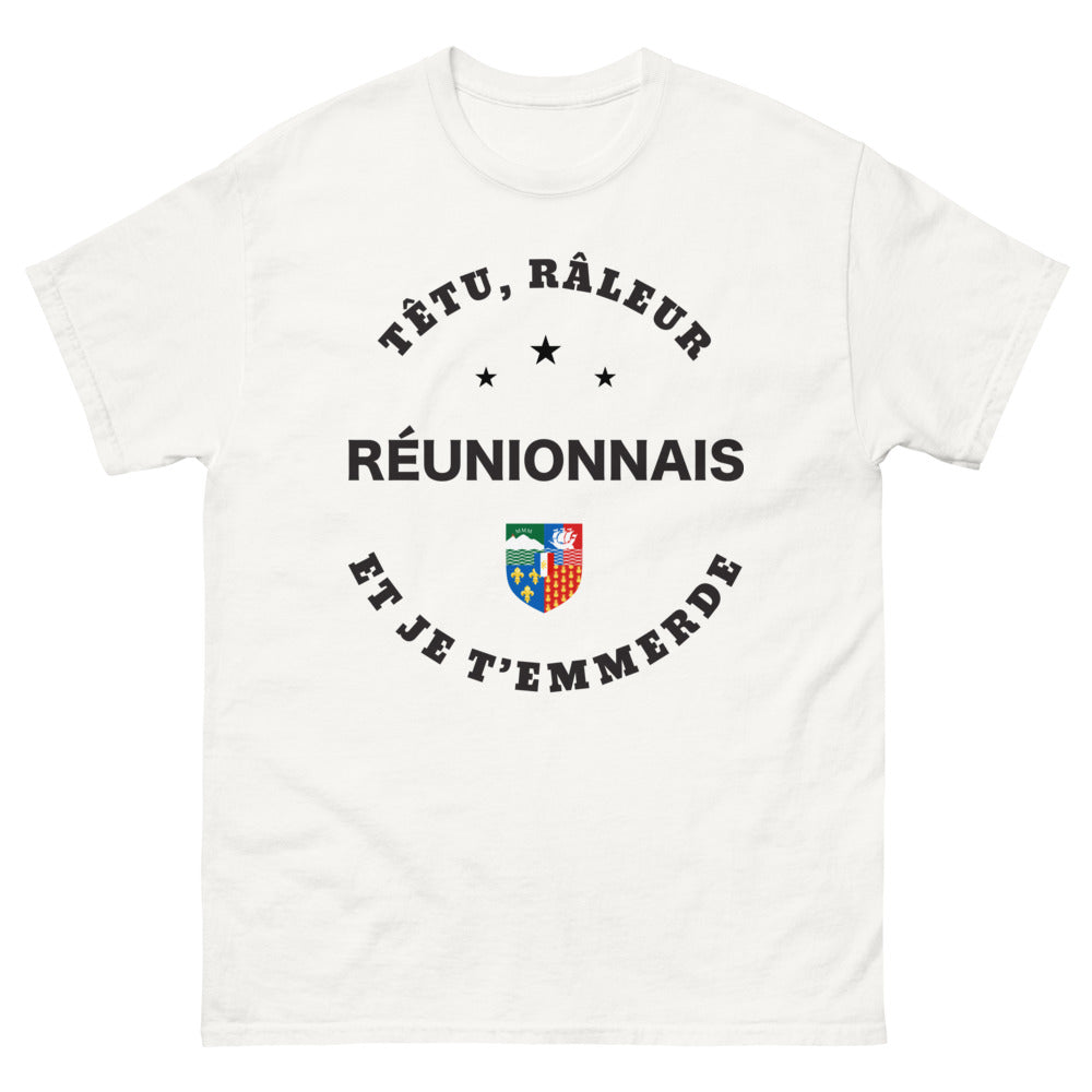 T-shirt Réunion blanc face - Têtu et râleur