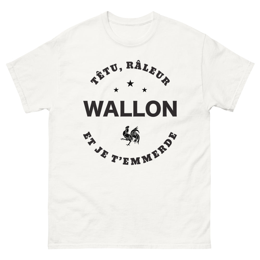 T-shirt Wallon blanc - têtu et râleur