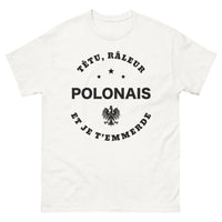 Thumbnail for T-shirt polonais blanc - têtu râleur et humour