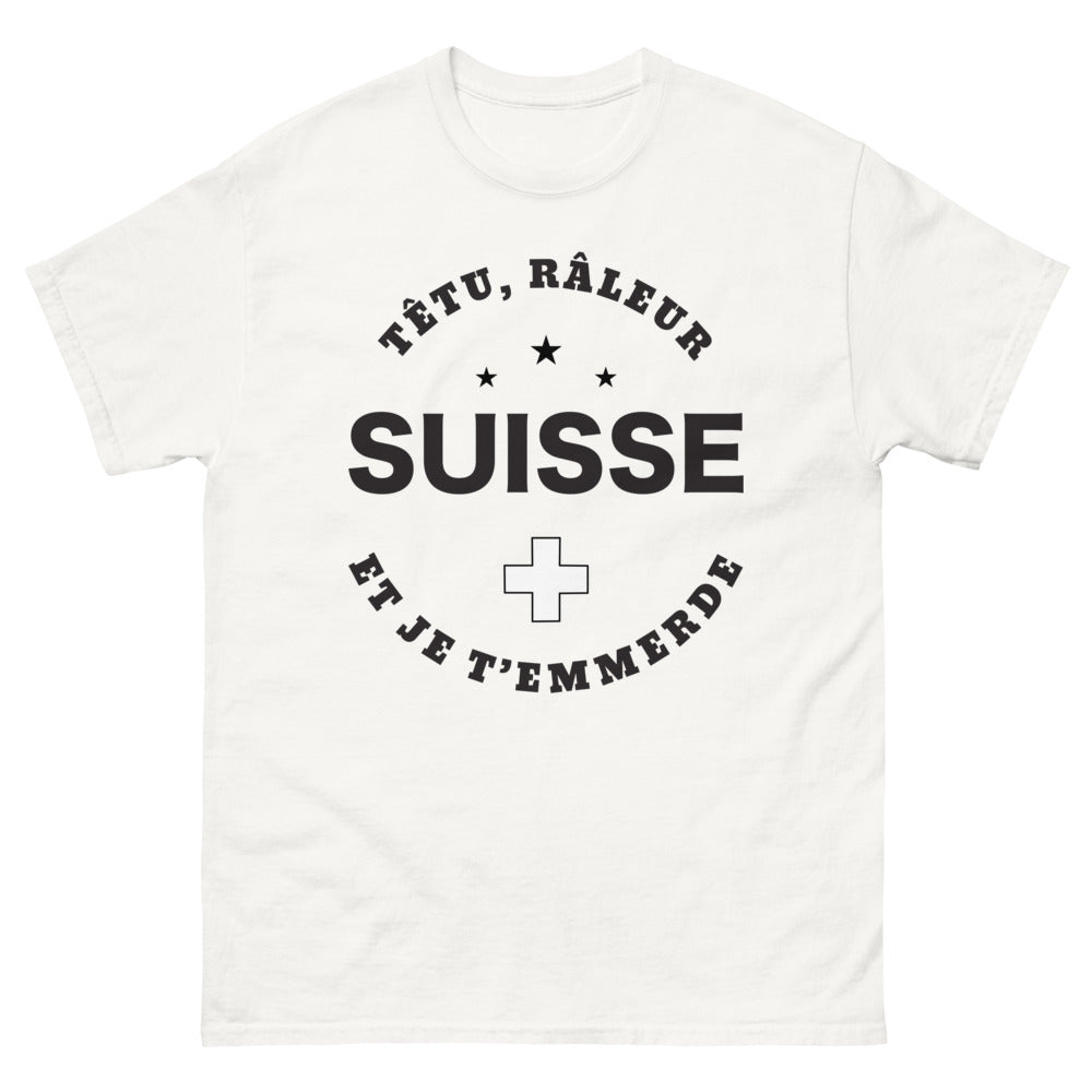 T-shirt Suisse blanc - têtu et râleur