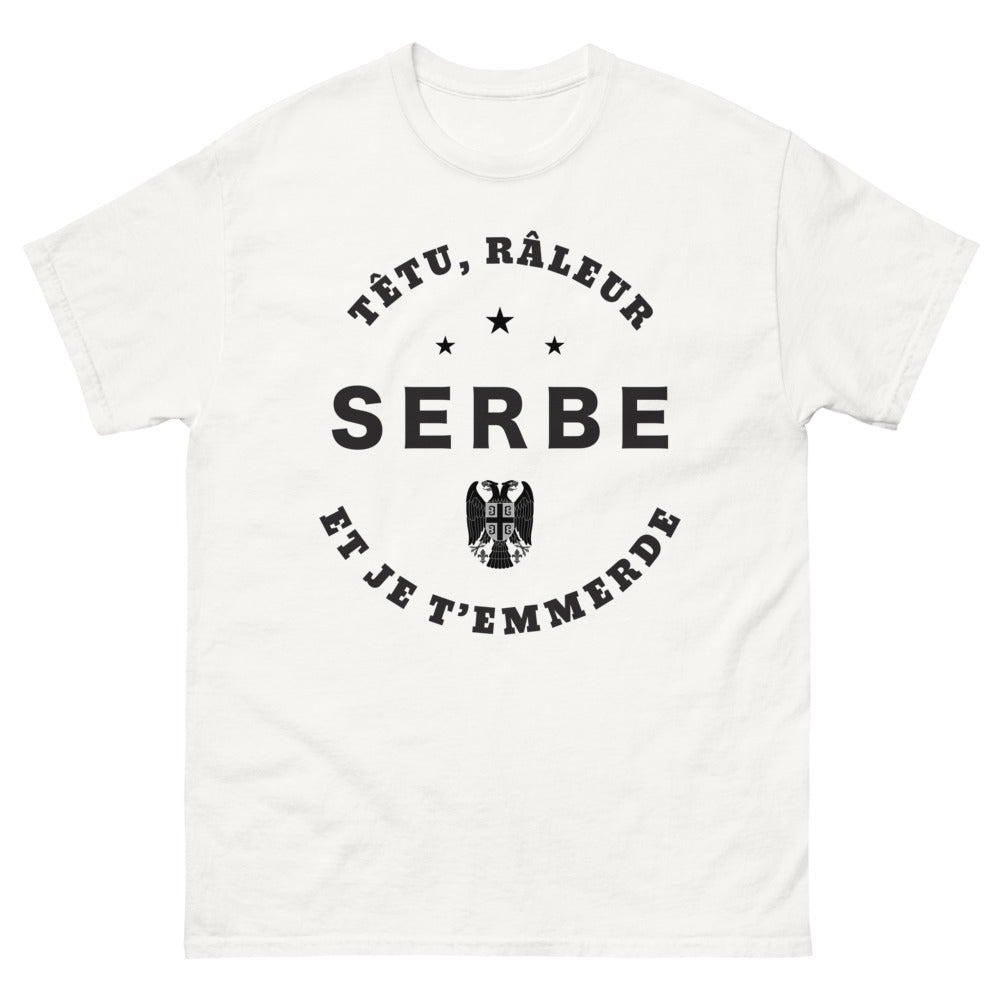 T-shirt Serbe blanc - râleur et fier de l'être
