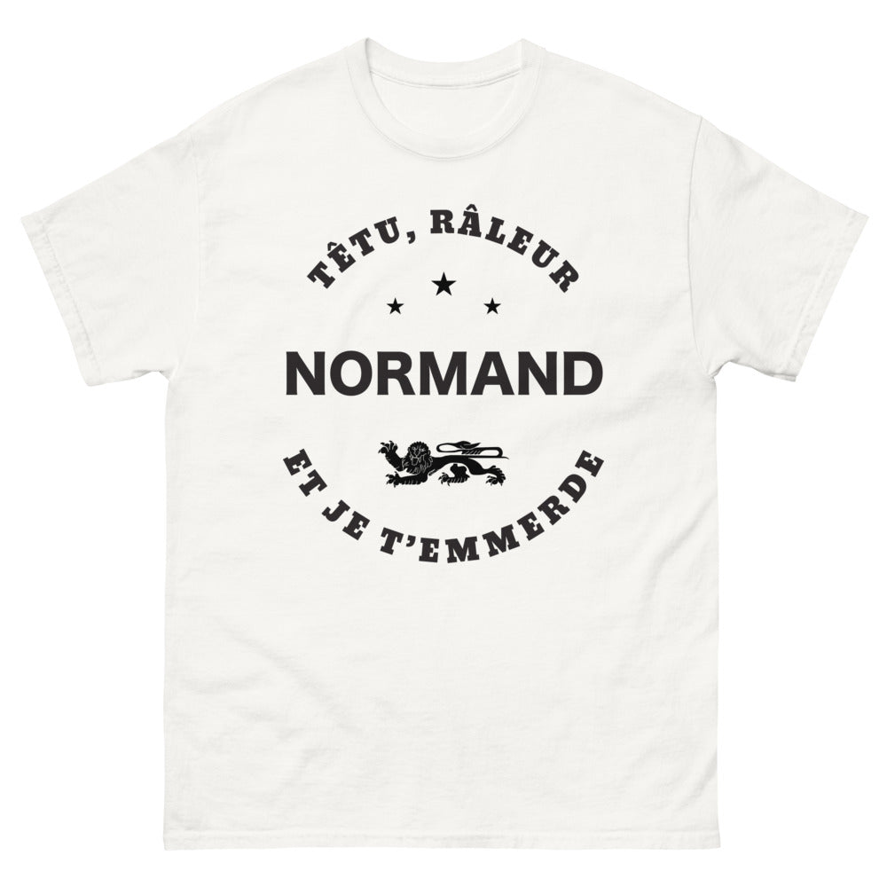T-shirt Normands blanc - têtu râleur normand et je t'emmerde