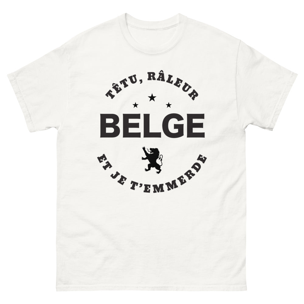 T-shirt Belge blanc - têtu râleur