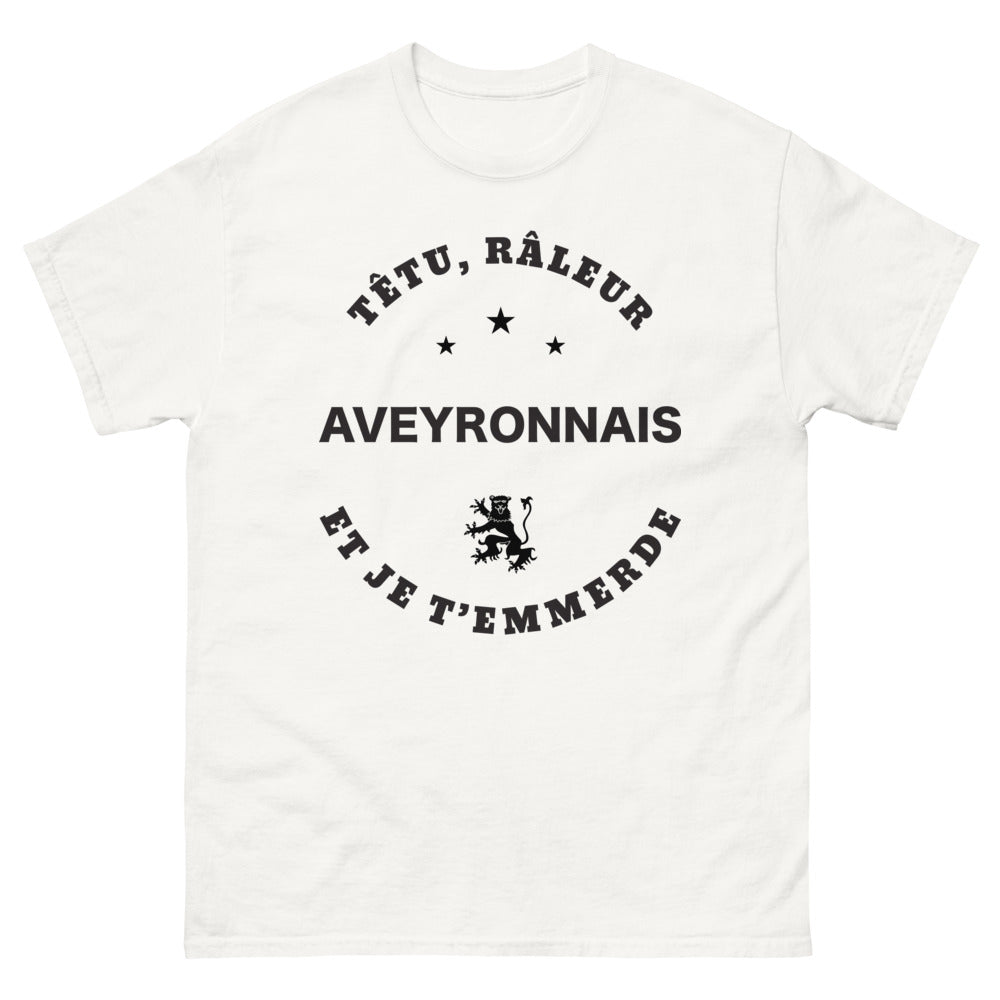 T-shirt Aveyronnais blanc - têtu et râleur