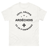 Thumbnail for T-shirt Ardèche blanc - Têtu râleur ardéchois et je t'emmerde