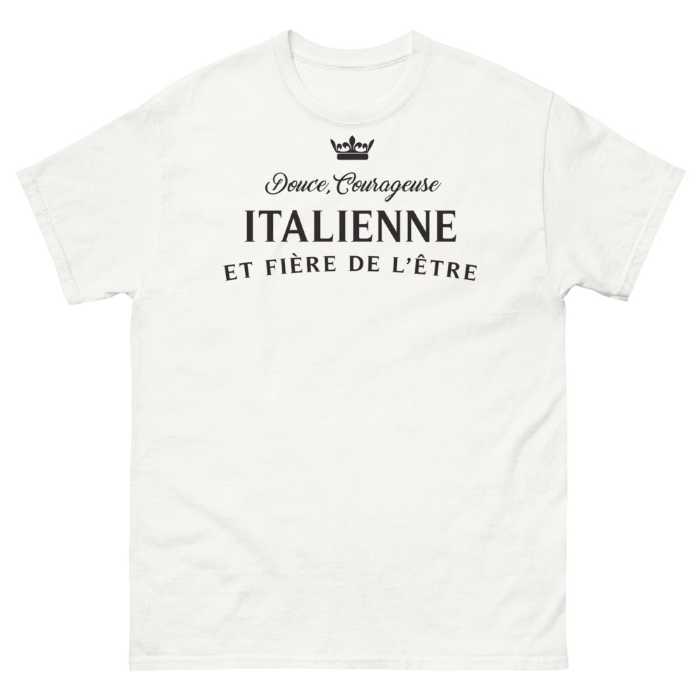 T-shirt Italienne blanc face - Italienne douce et courageuse