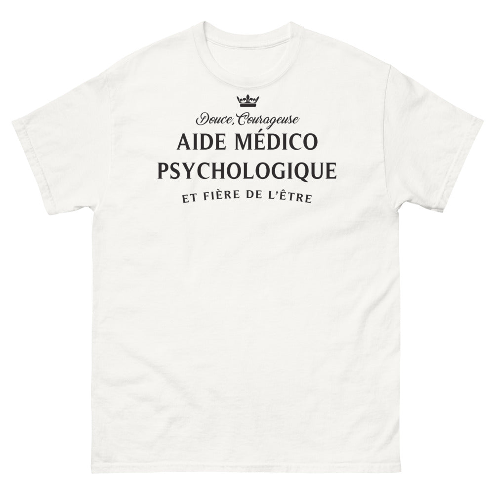 T-shirt aide médico-psychologique blanc - Douce et courageuse