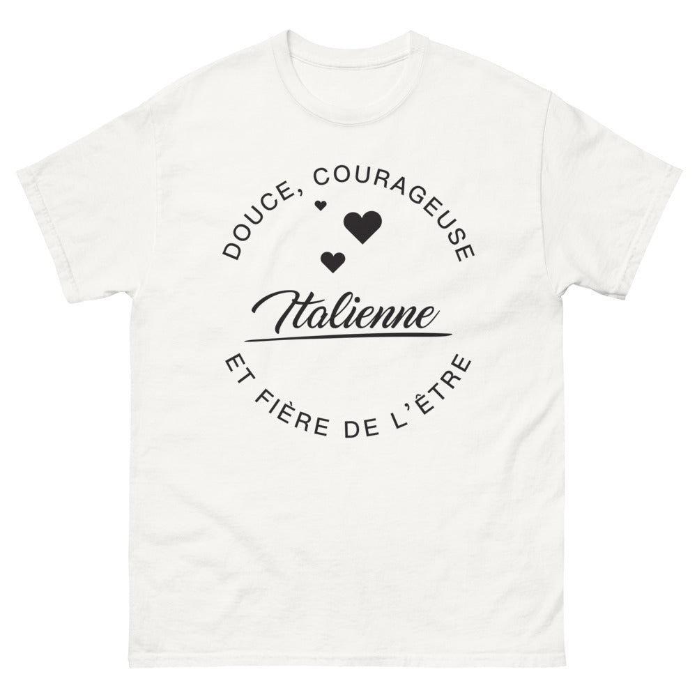 T-shirt Italie blanc face - Douce, courageuse et italienne