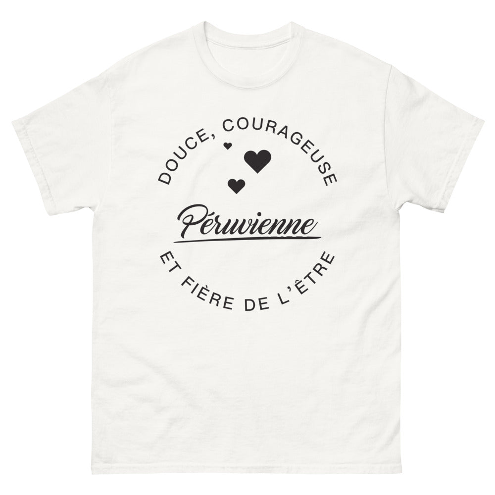 T-shirt péruvienne blanc - douce et fière d'être péruvienne