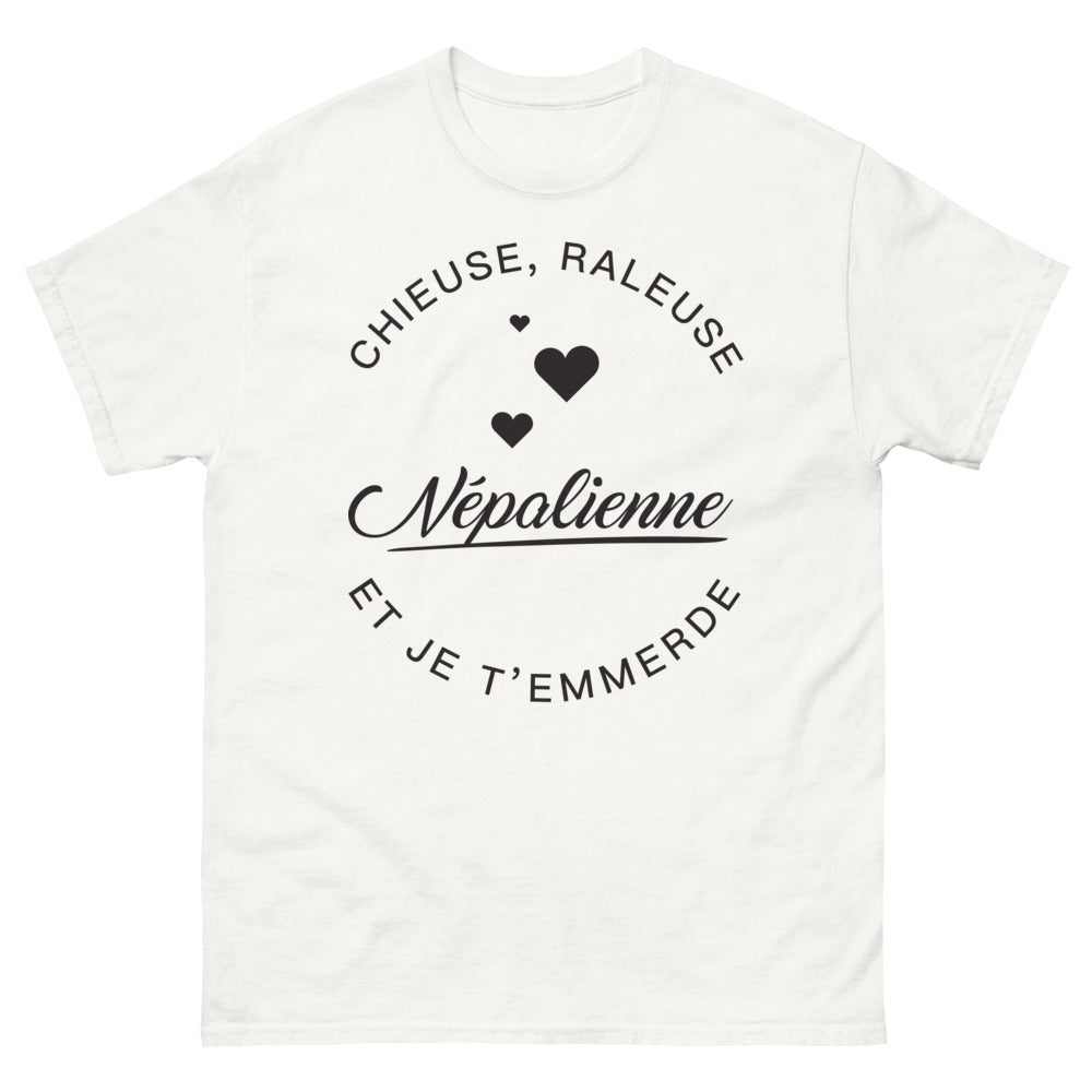 T-shirt népalaise blanc - Chieuse râleuse et j'emmerde