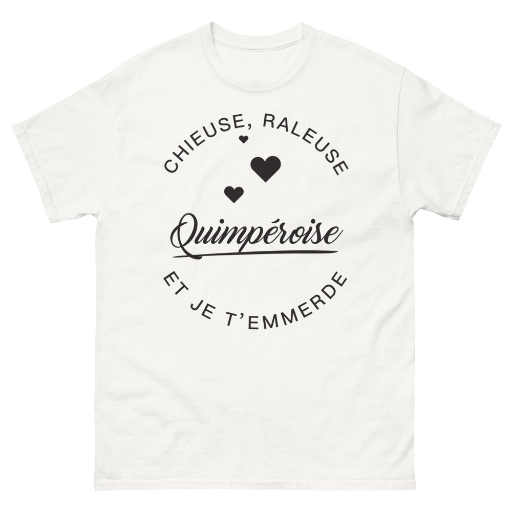 T-shirt Quimpéroise blanc - je t'emmerde