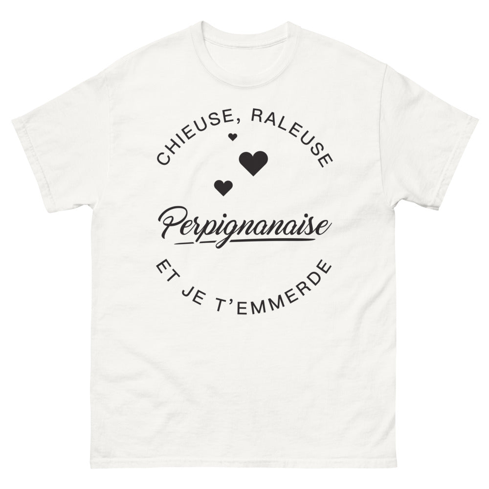 T-shirt Perpignan blanc - Chieuse râleuse Perpignanaise