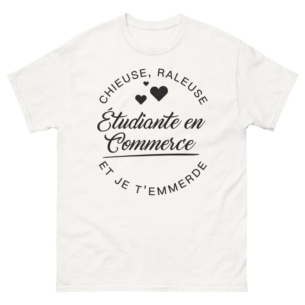 T-shirt commerce étudiante blanc - chieuse râleuse