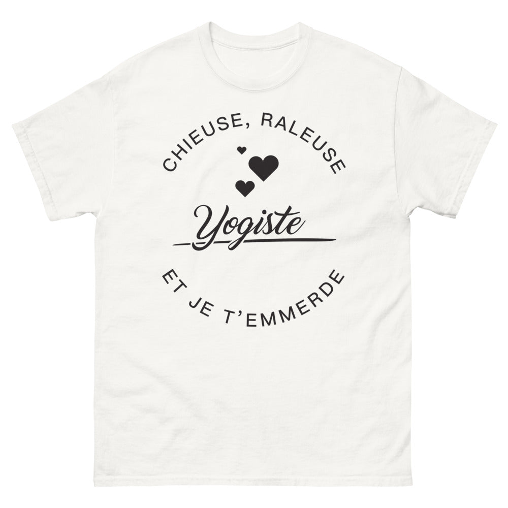 T-shirt chieuse râleuse yogiste blanc - Je t'emmerde