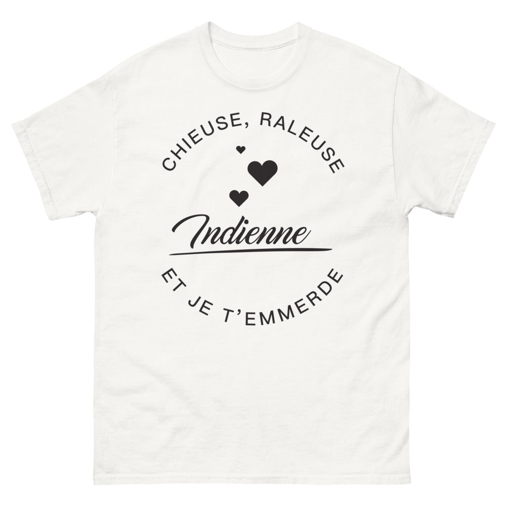 T-shirt indienne blanc - chieuse râleuse indienne et je t'emmerde