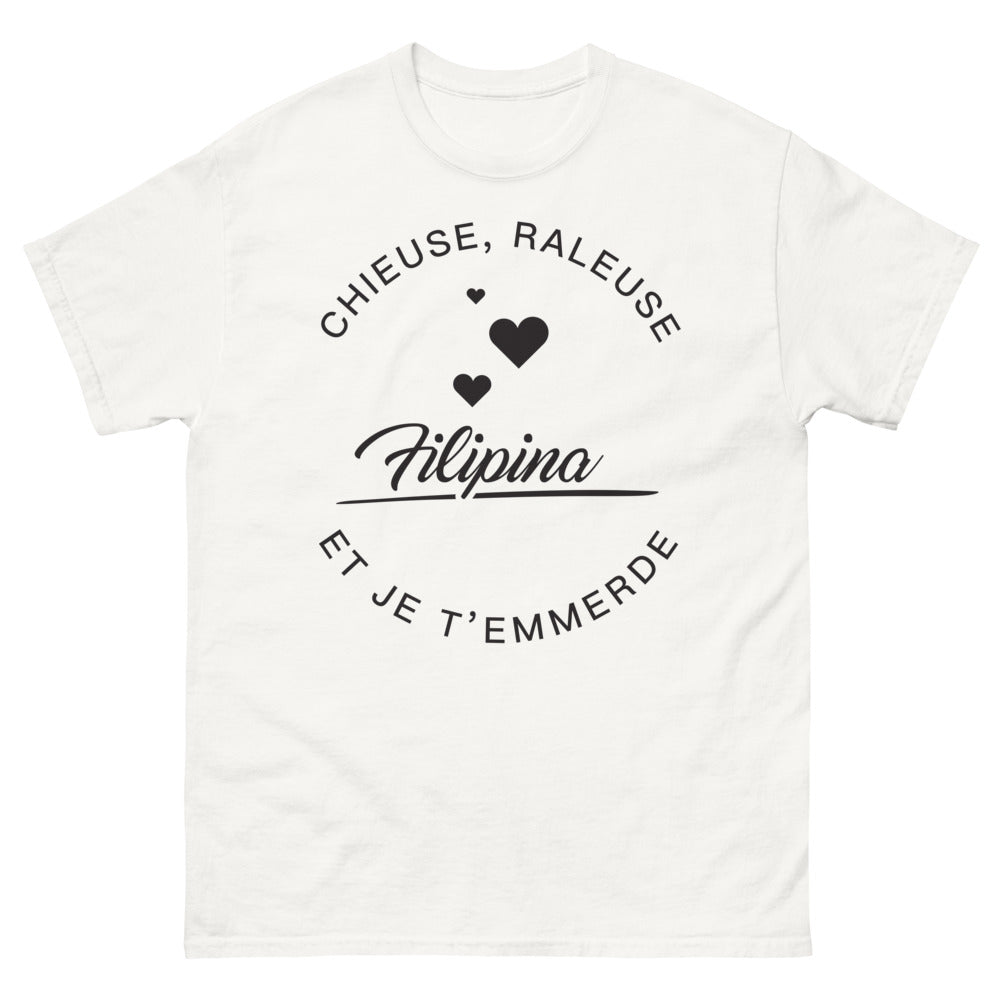 T-shirt Filipina blanc - Chieuse râleuse Filipina et je t'emmerde