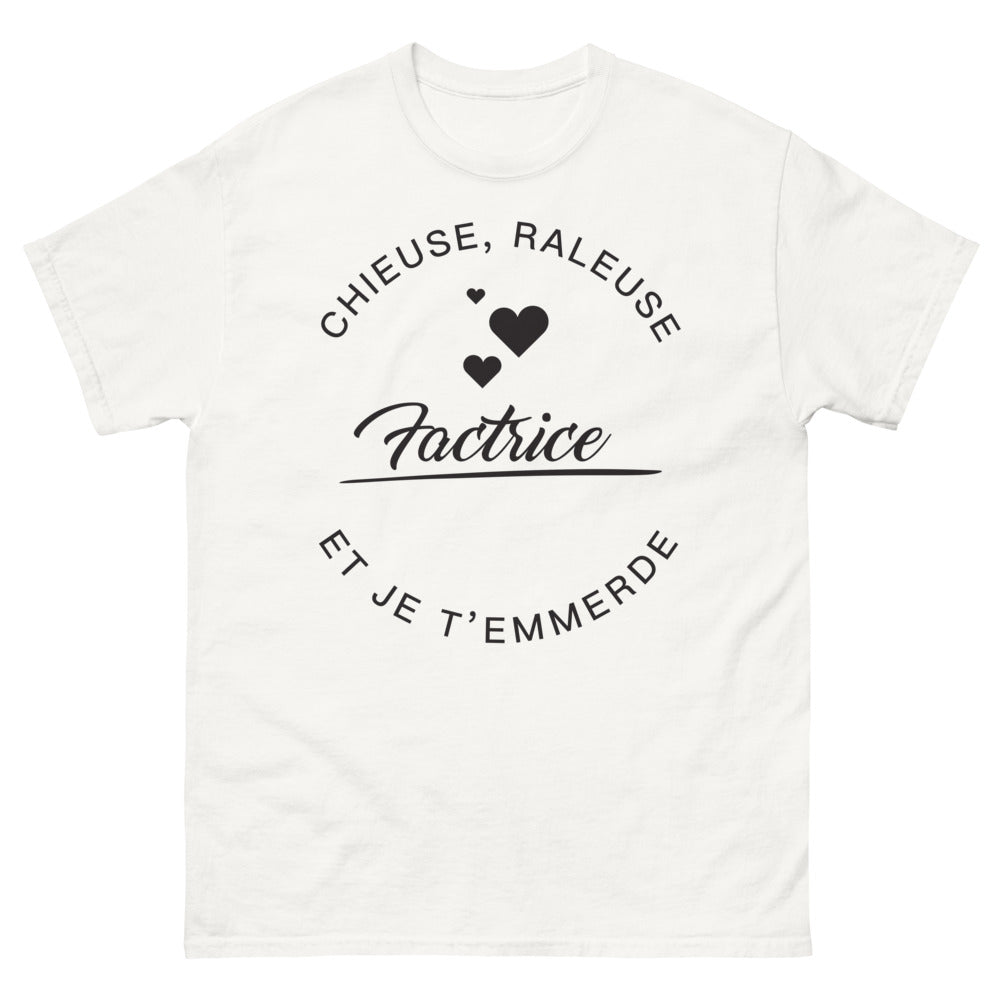 T-shirt chieuse râleuse factrice blanc - clin d'œil féminin fort