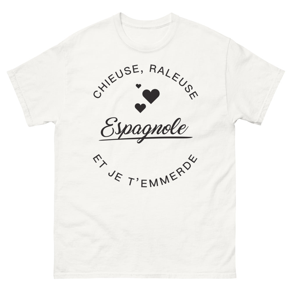 T-shirt Espagne blanc - Chieuse, raleuse et fière d'être espagnole