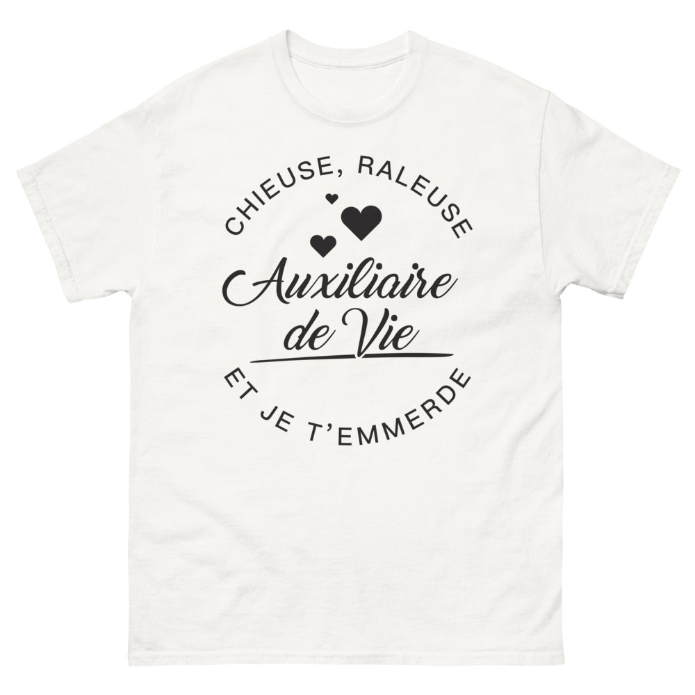 T-shirt auxiliaire de vie blanc - Chieuse râleuse et Je t'emmerde