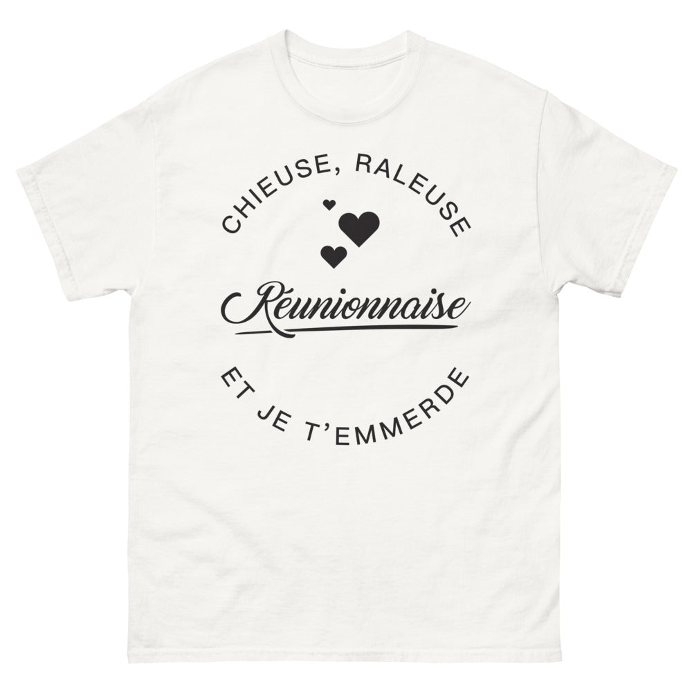 T-shirt Réunion blanc - chieuse râleuse Réunionnaise et je t'emmerde