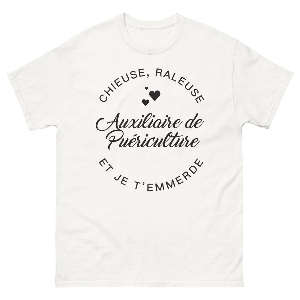 T-shirt auxiliaire de puériculture blanc - chieuse râleuse