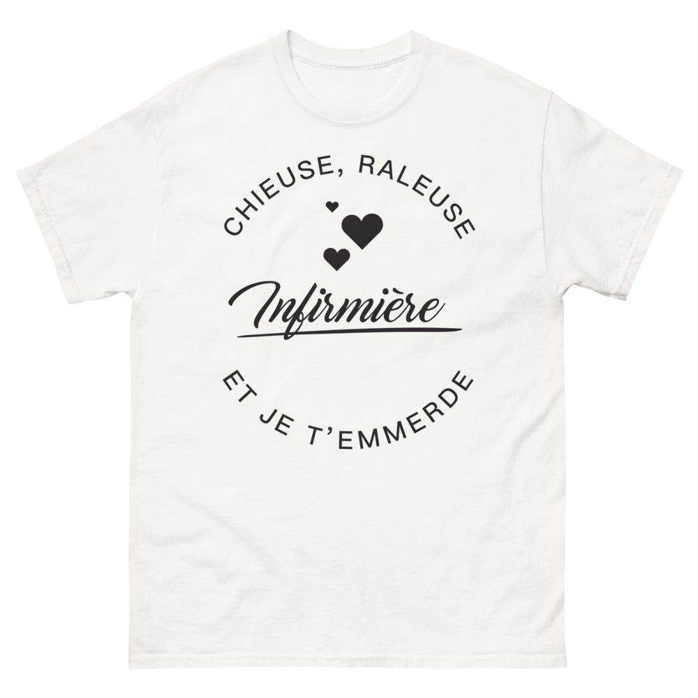 T-shirt infirmière chieuse blanc - Infirmière chieuse râleuse – je t'emmerde