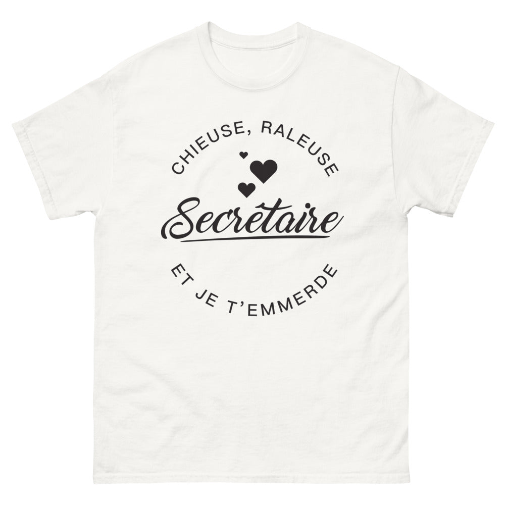 T-shirt Secrétaire blanc - Chieuse râleuse et je t'emmerde